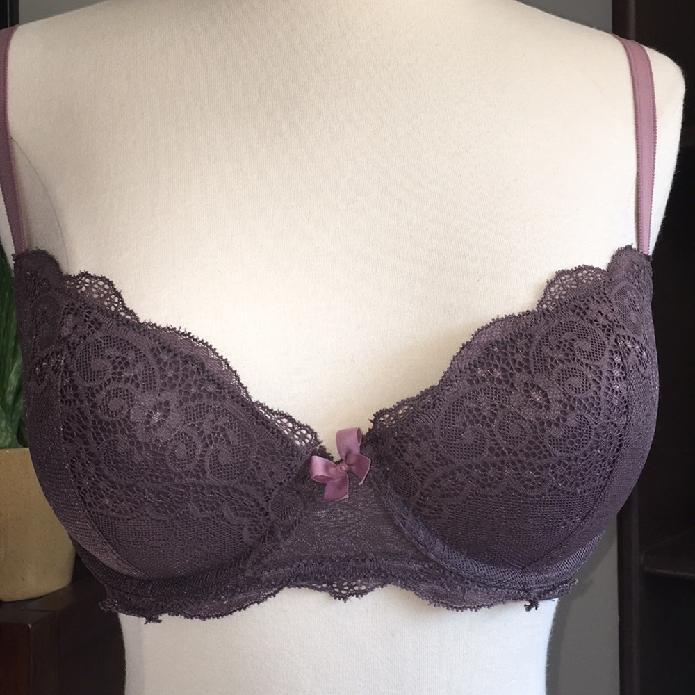 Light purple bra with lace detail